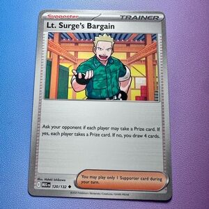 lt surge’s bargain - 120/132 (uncommon) — pokemon: mega evolutions